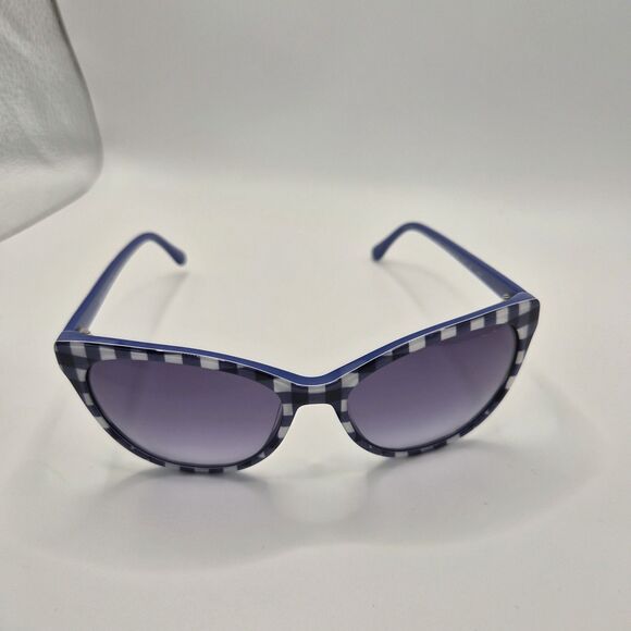 DRAPER JAMES DJ7018 WOMEN\'S CAT EYE SUNGLASSES BLUE Indigo Gingham W/ Case main image 9